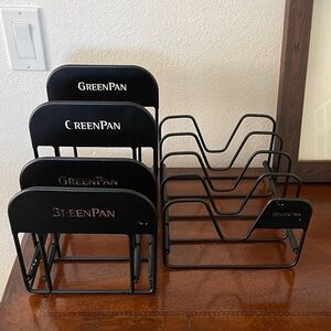 Two GreenPan Stainless Steel Wire Lid Organizer Racks